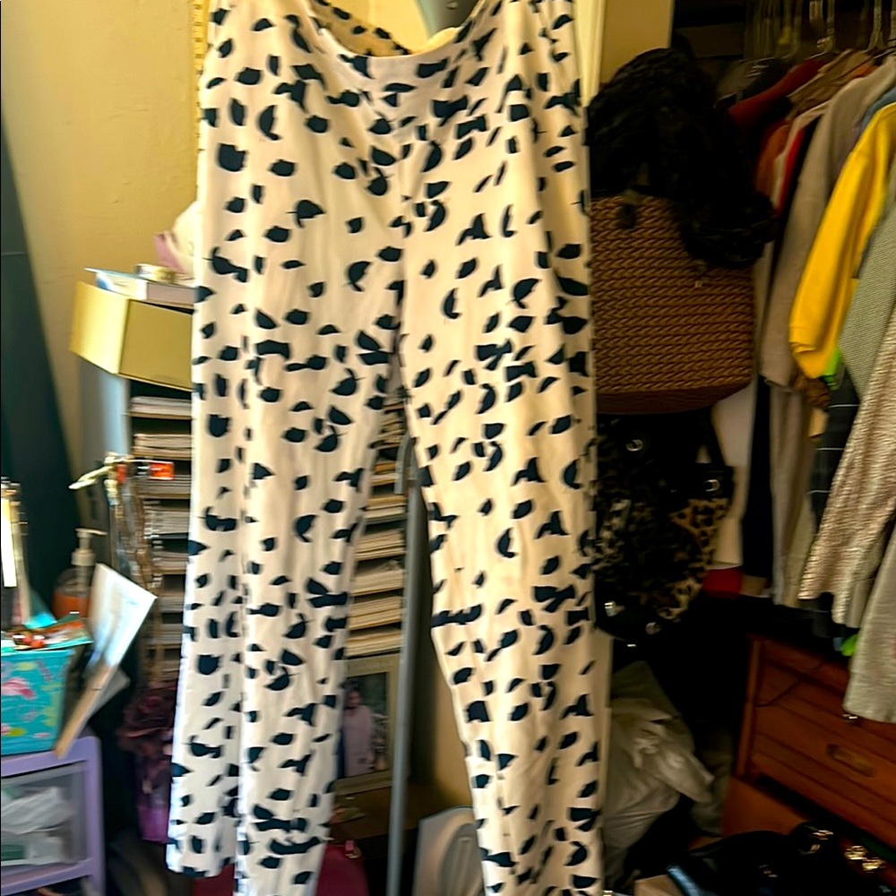 White and Black Patterned Pants